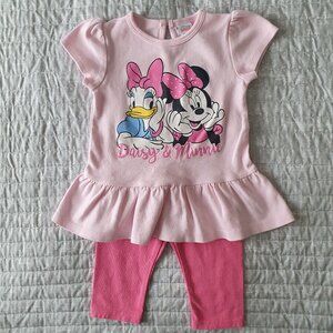 🌸2/$20🌸 Disney Baby 2 Piece Set Toddler Girls 18 Months Pink Daisy&Minnie